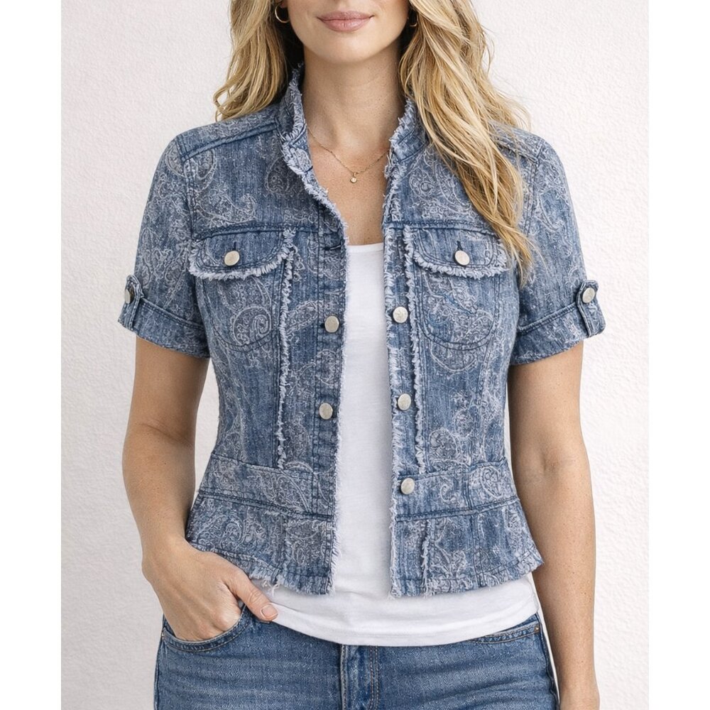 Bill Blass - Denim Jacket with Paisley Pattern